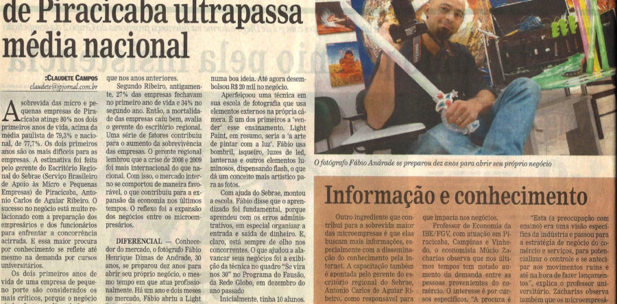 Entrevista Jornal de Piracicaba – Empreendedorismo e Arte